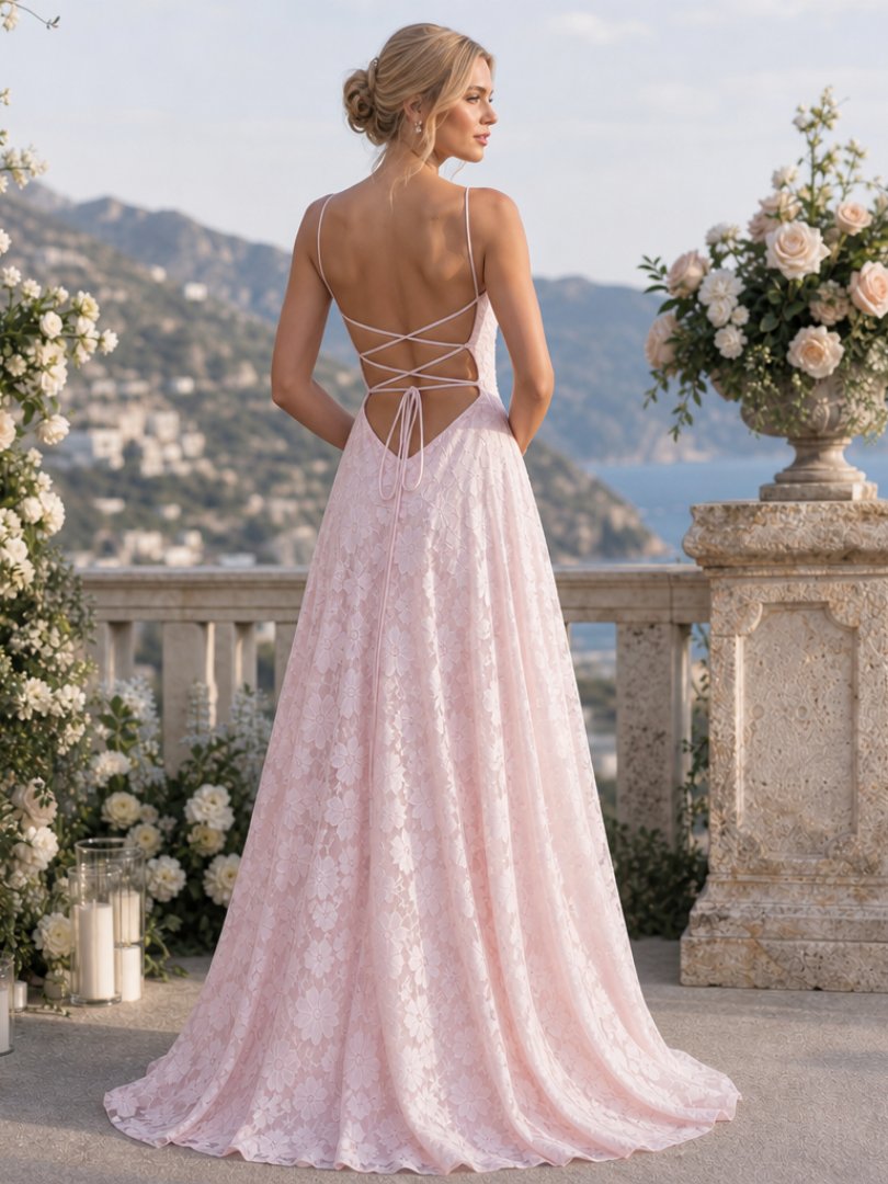 Women's Floral Evening Lace Party Gown