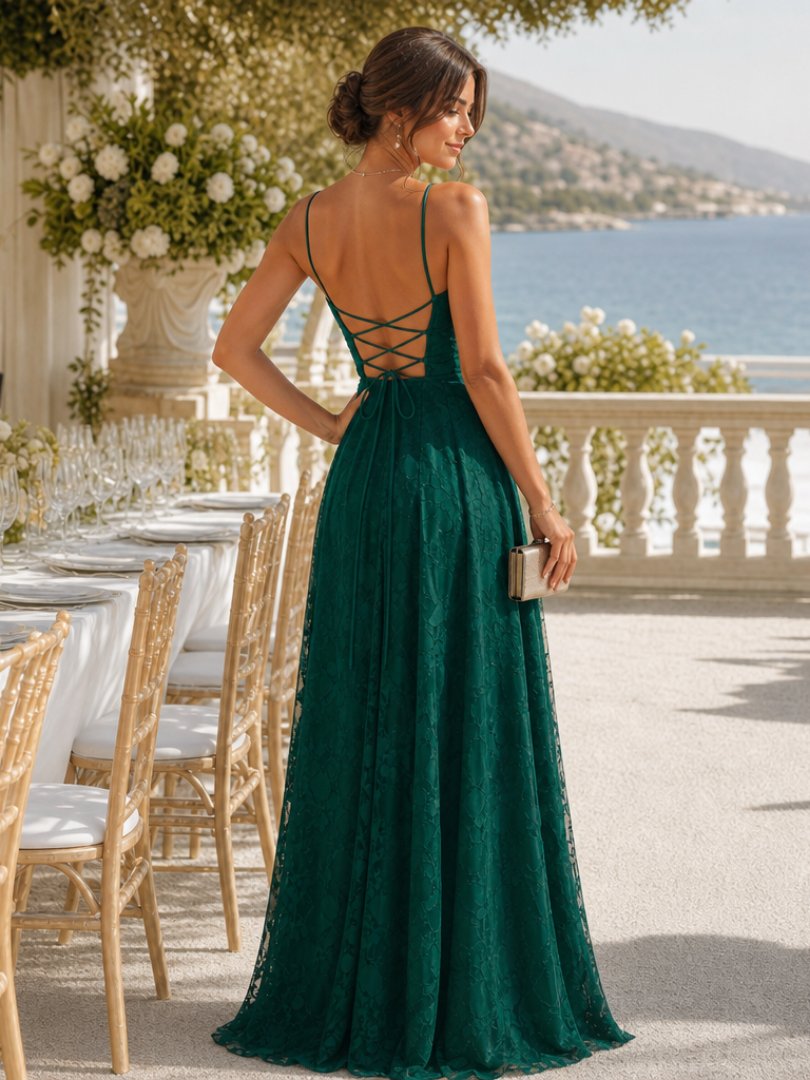 Women's Floral Evening Lace Party Gown