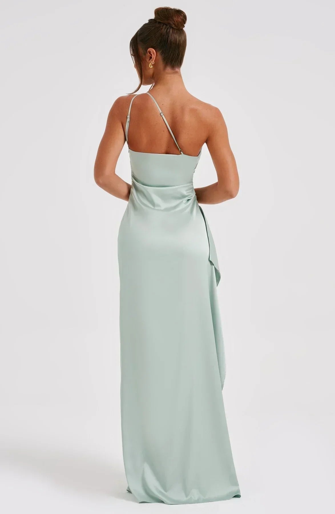 Women's Satin One-Shoulder Bodycon Maxi Party Gown