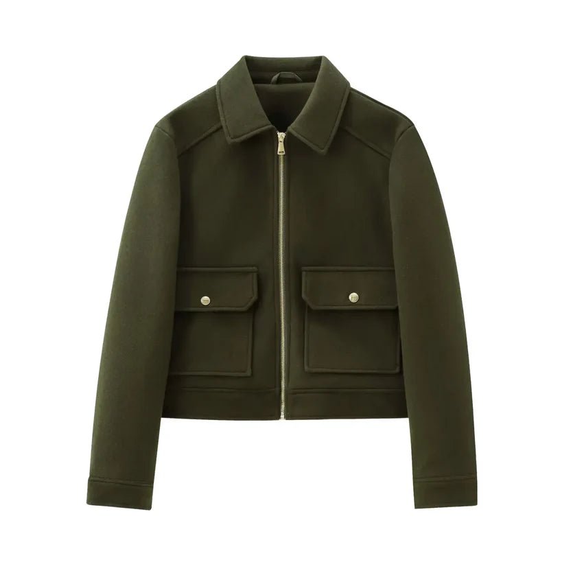 Women's Cropped Wool Jacket - Green
