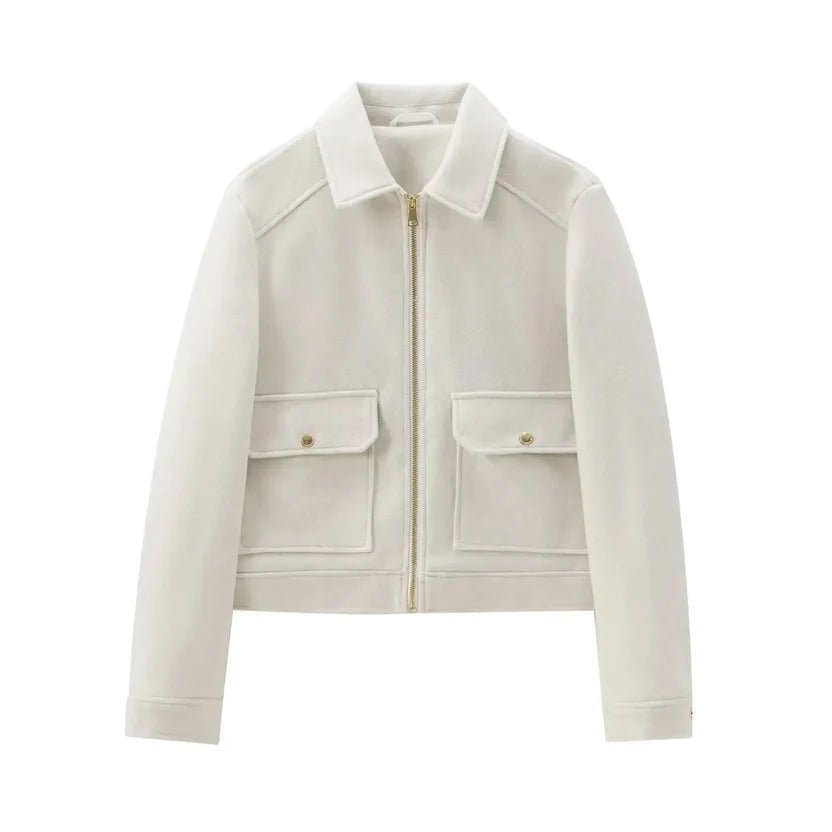 Women's Cropped Wool Jacket - White