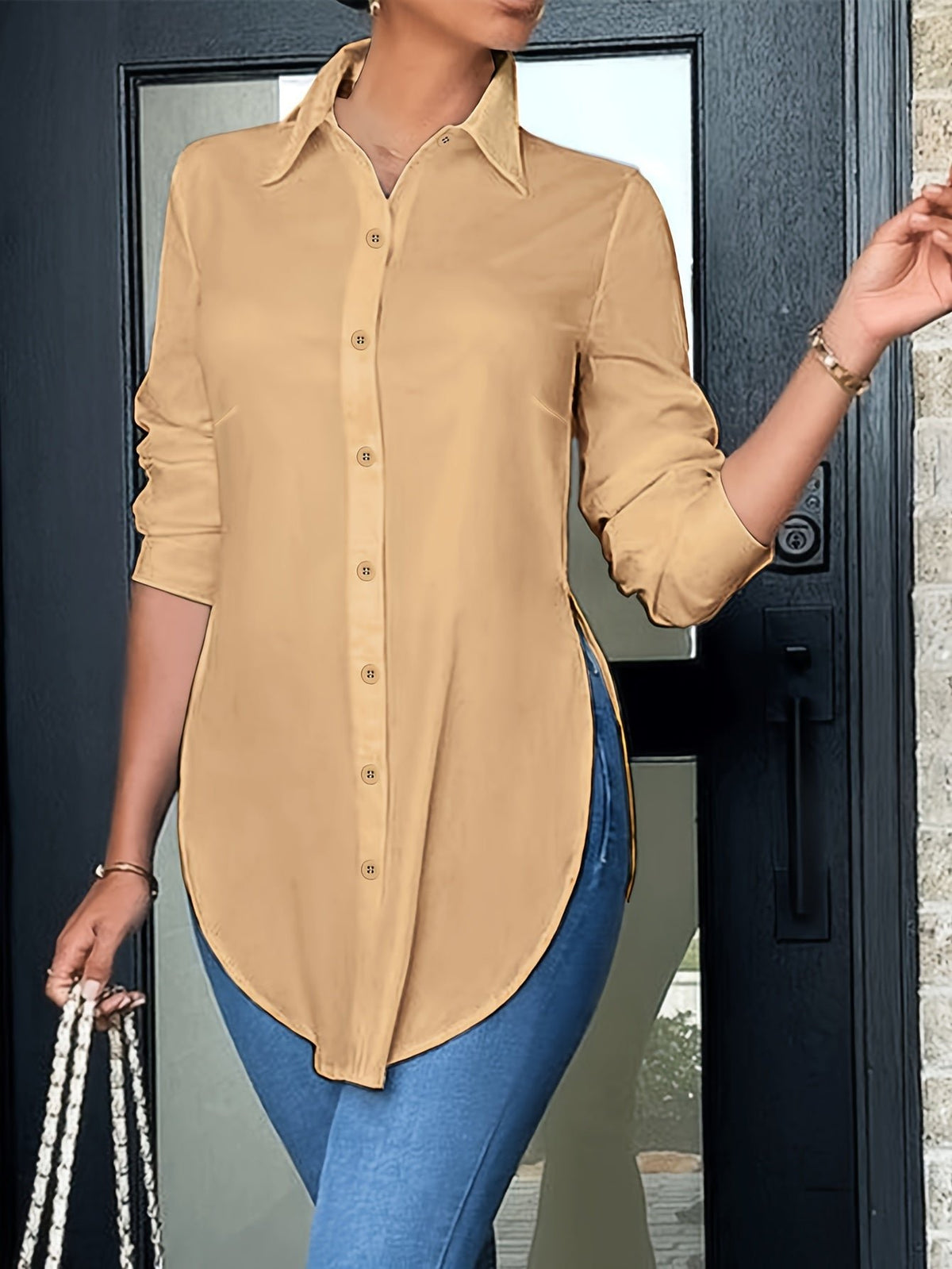 Women's Longline Button-Up Shirt
