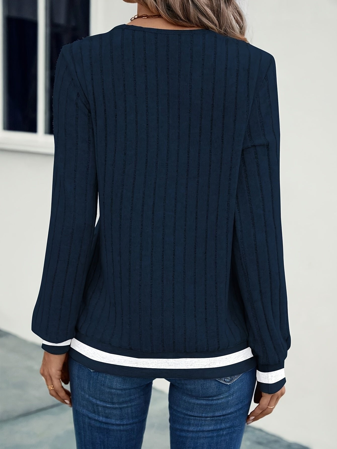 Women's V-Neck Jumper Long Sleeve Top
