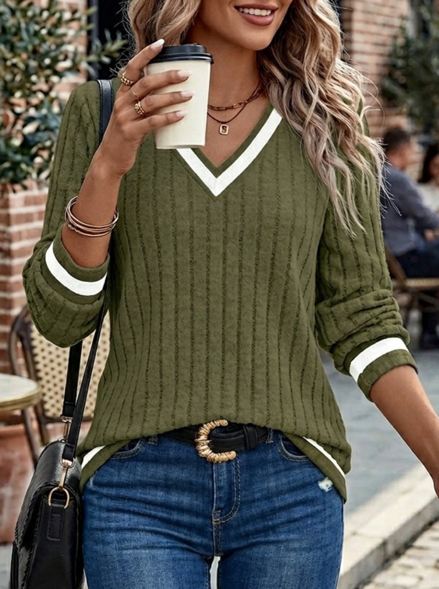 Women's V-Neck Jumper Long Sleeve Top