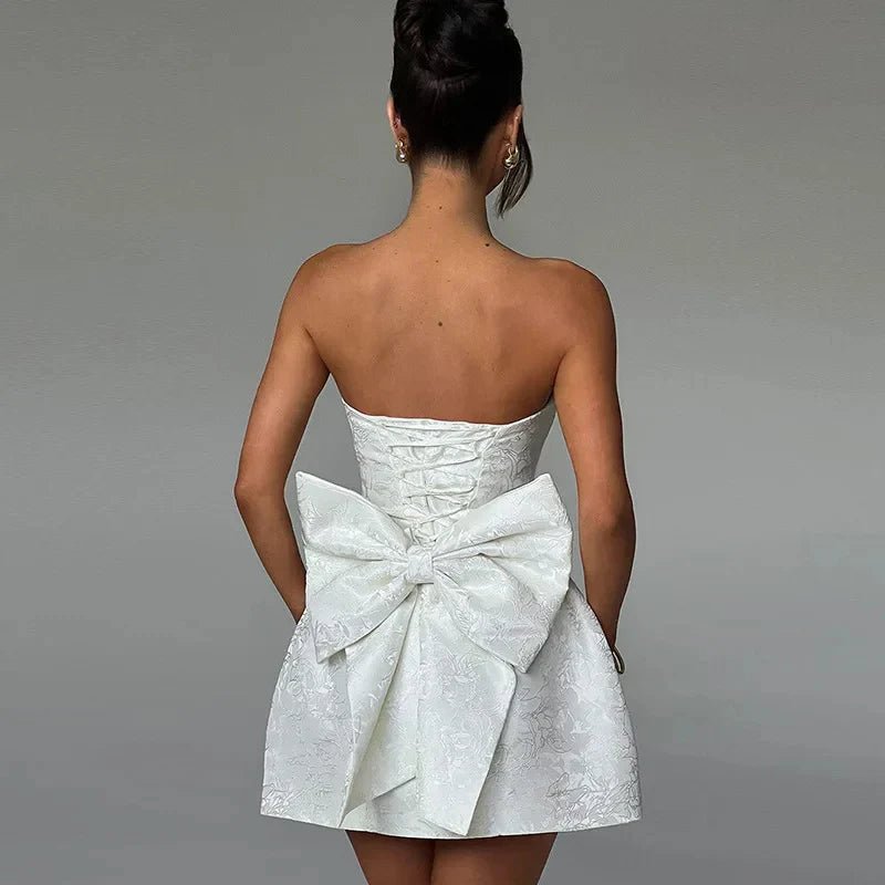 Women's Floral Cocktail Strapless Mini Party Dress