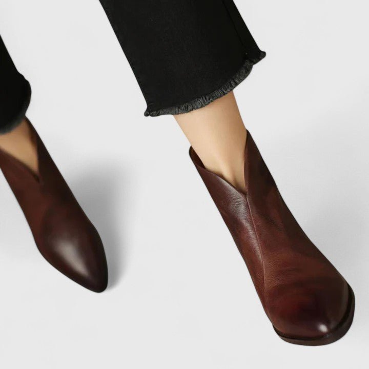 Women's Leather Pointed-Toe Ankle Boots