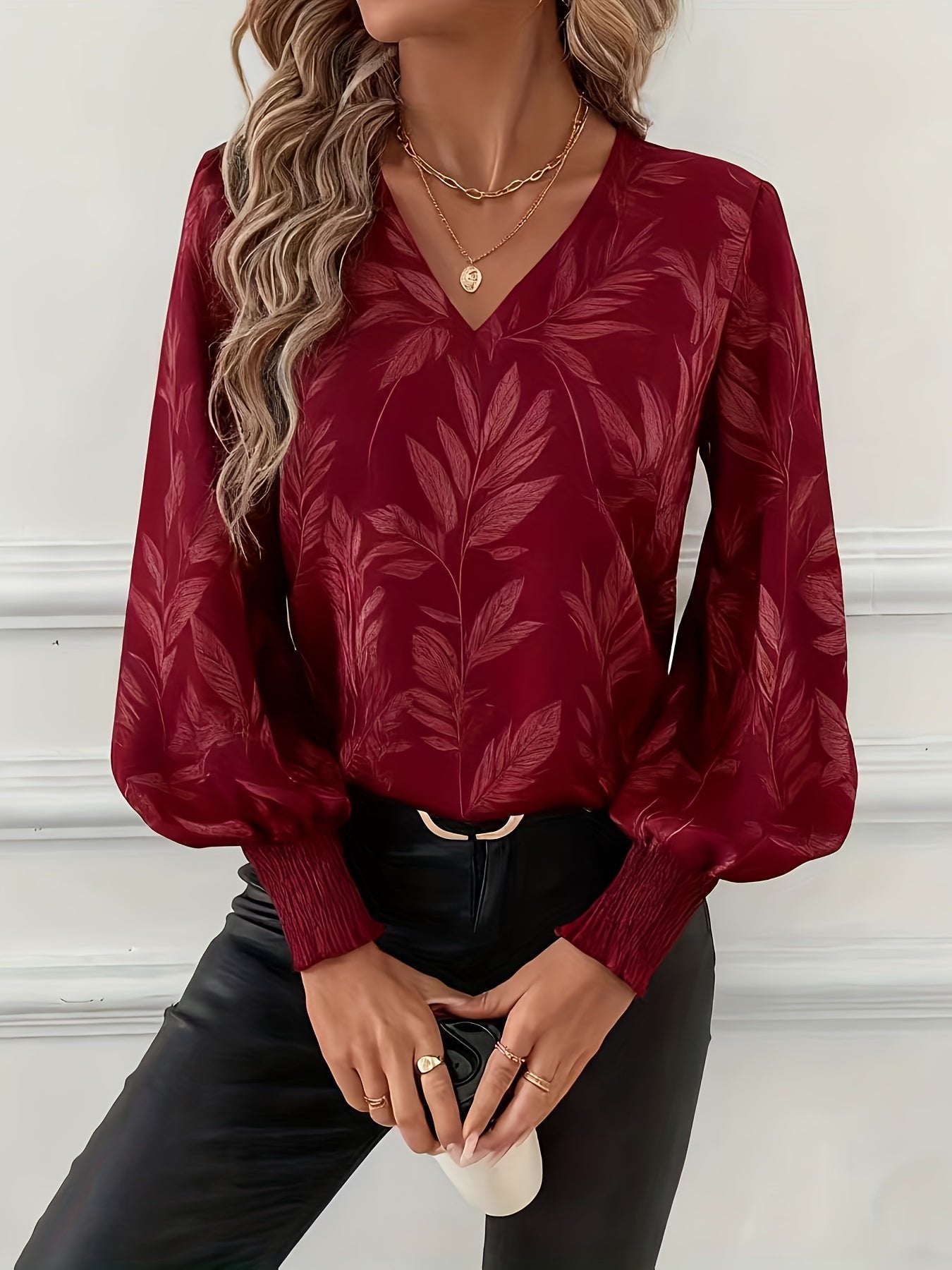 Women's Satin V-Neck Blouse