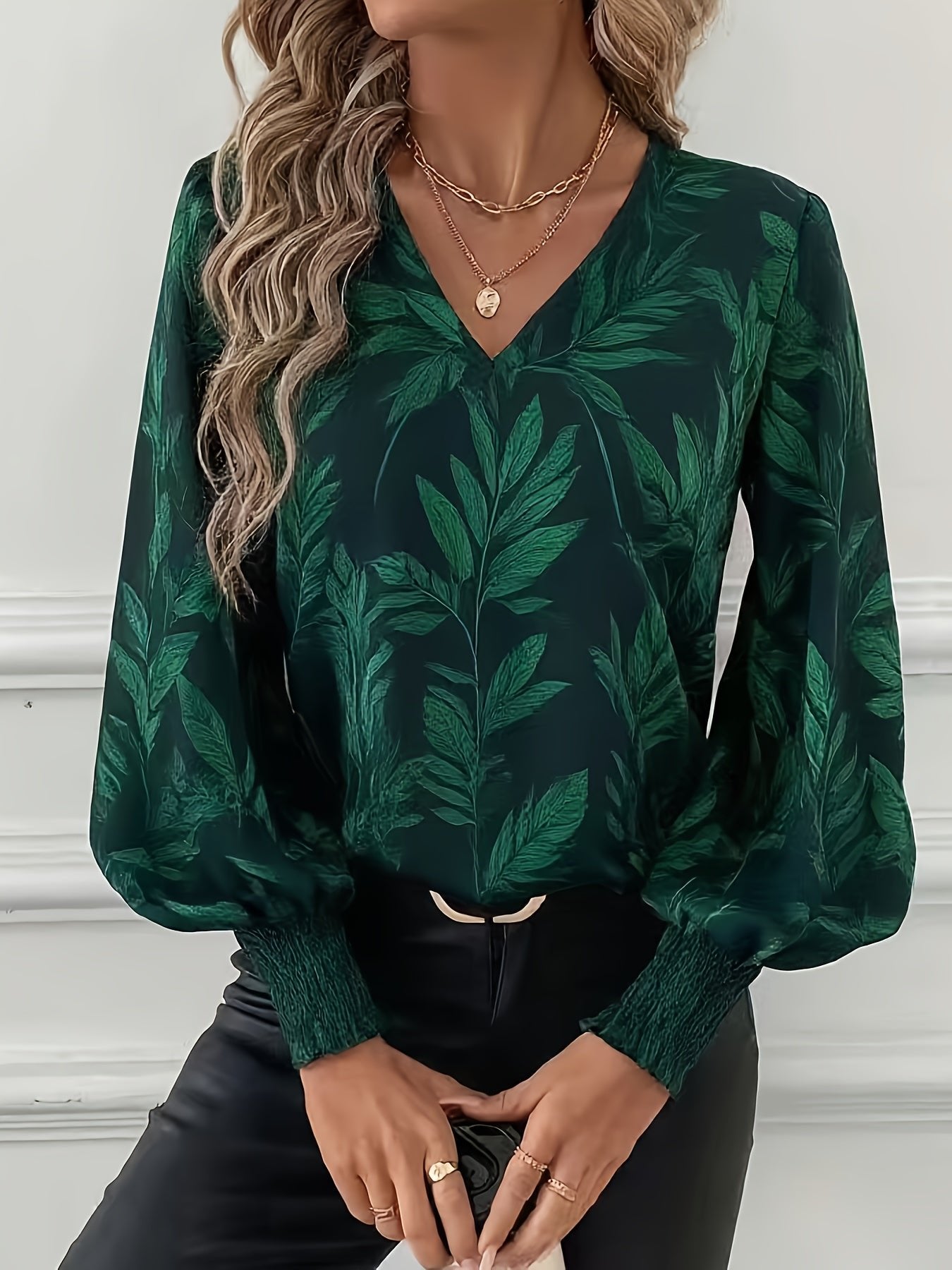 Women's Satin V-Neck Blouse
