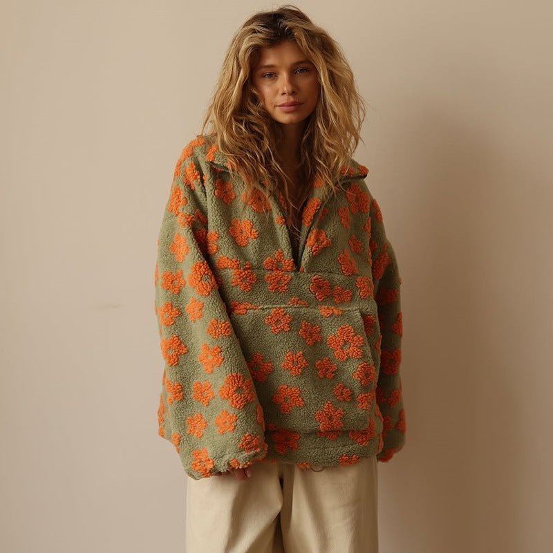Women's Oversized Floral Sherpa Jumper