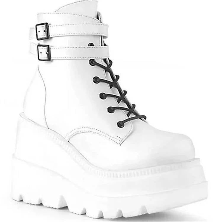 Women's Faux Leather Platform Combat Boots