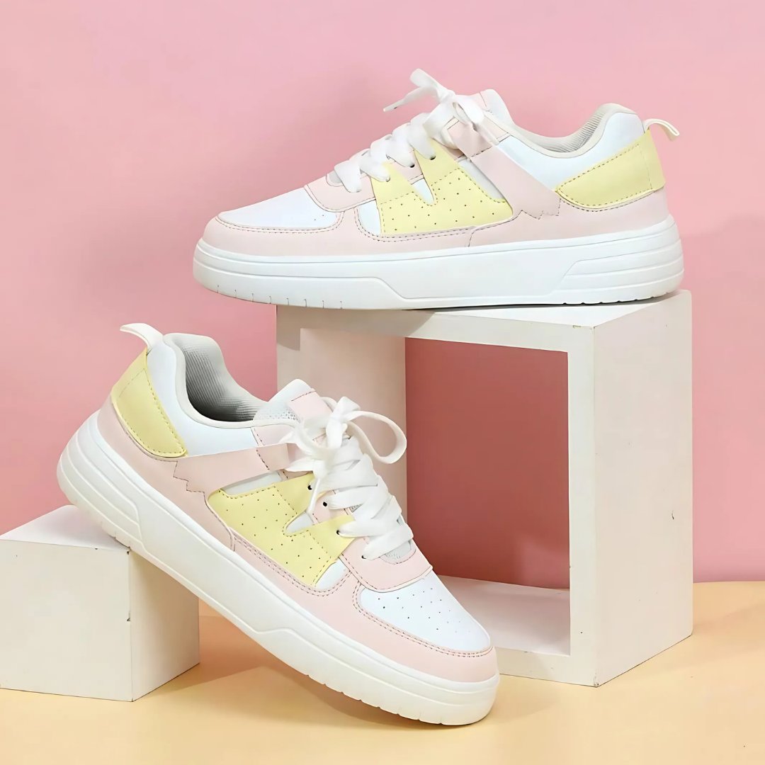 Women's Platform Lace-Up Leather Trainers