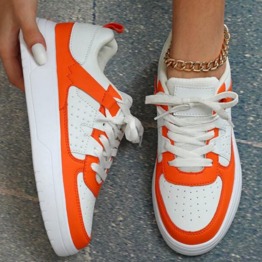 Women's Platform Lace-Up Leather Trainers