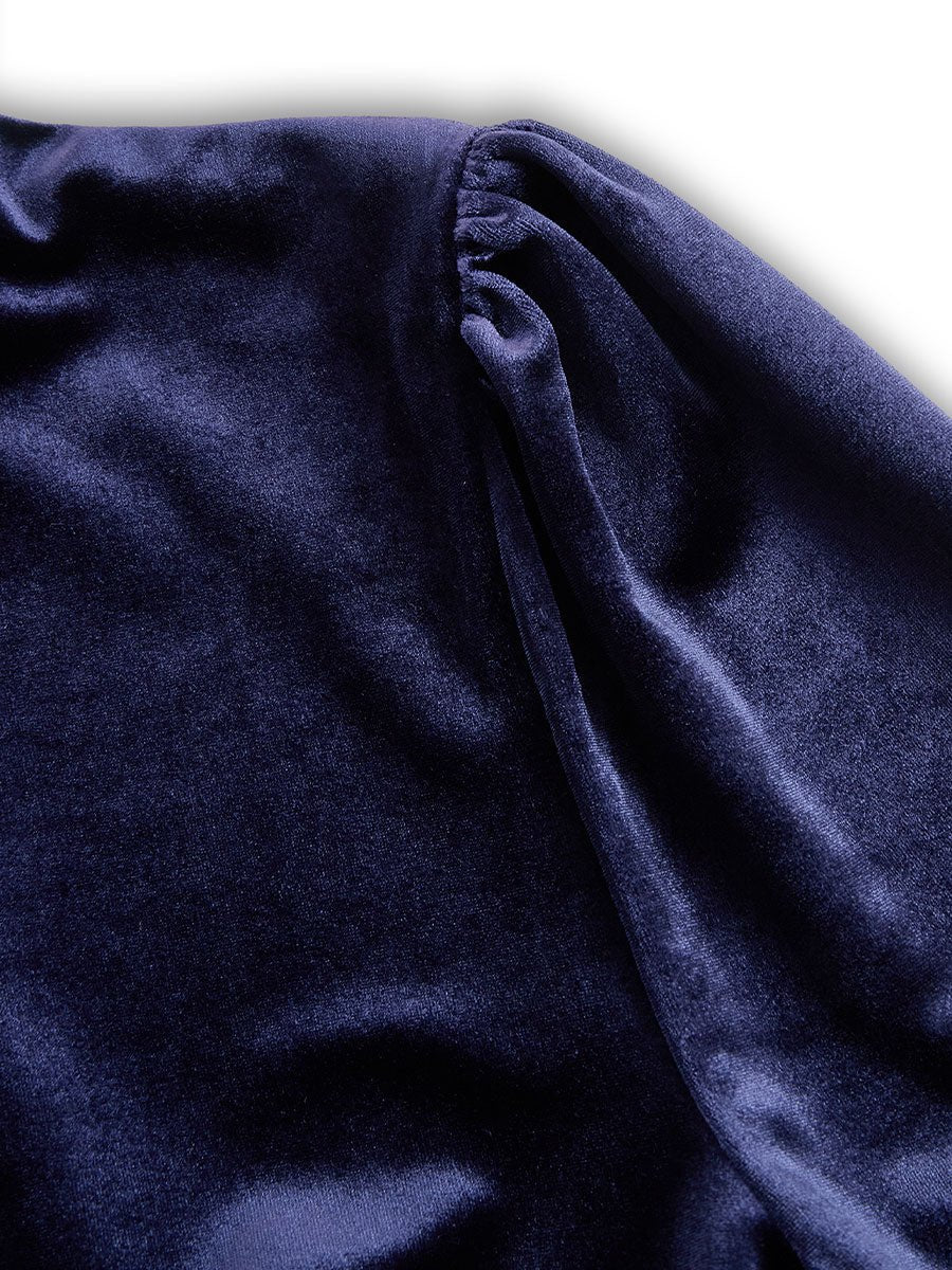 Women's Pleated Velvet Midi Party Dress