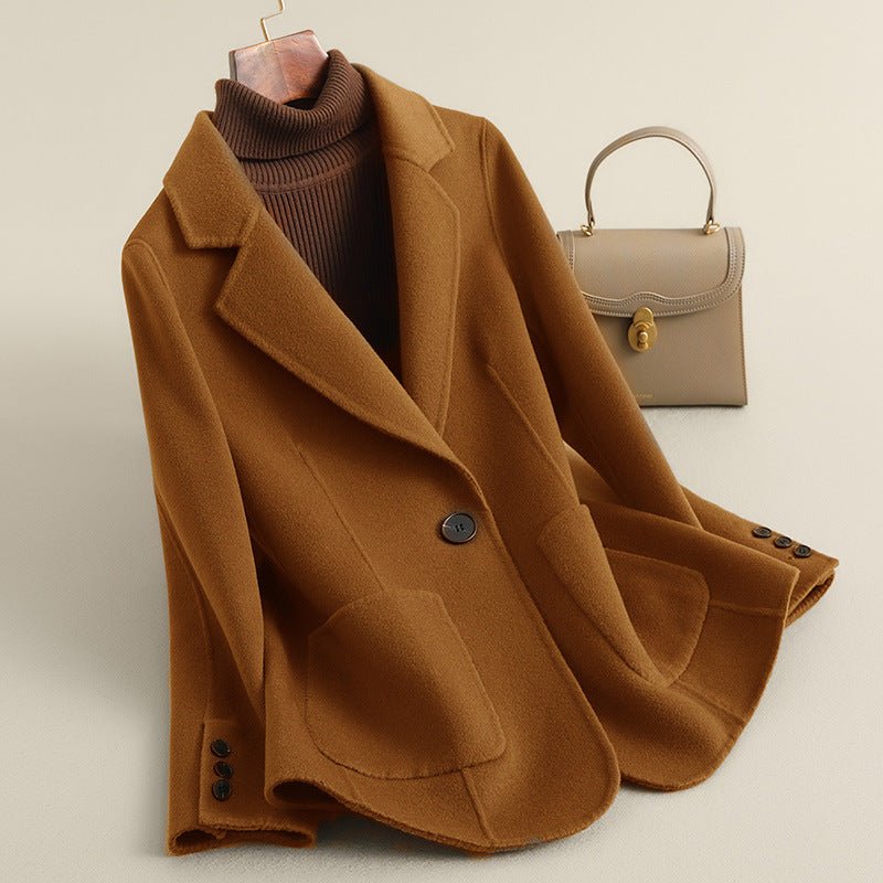 Women's Wool Blazer Coat - Brown