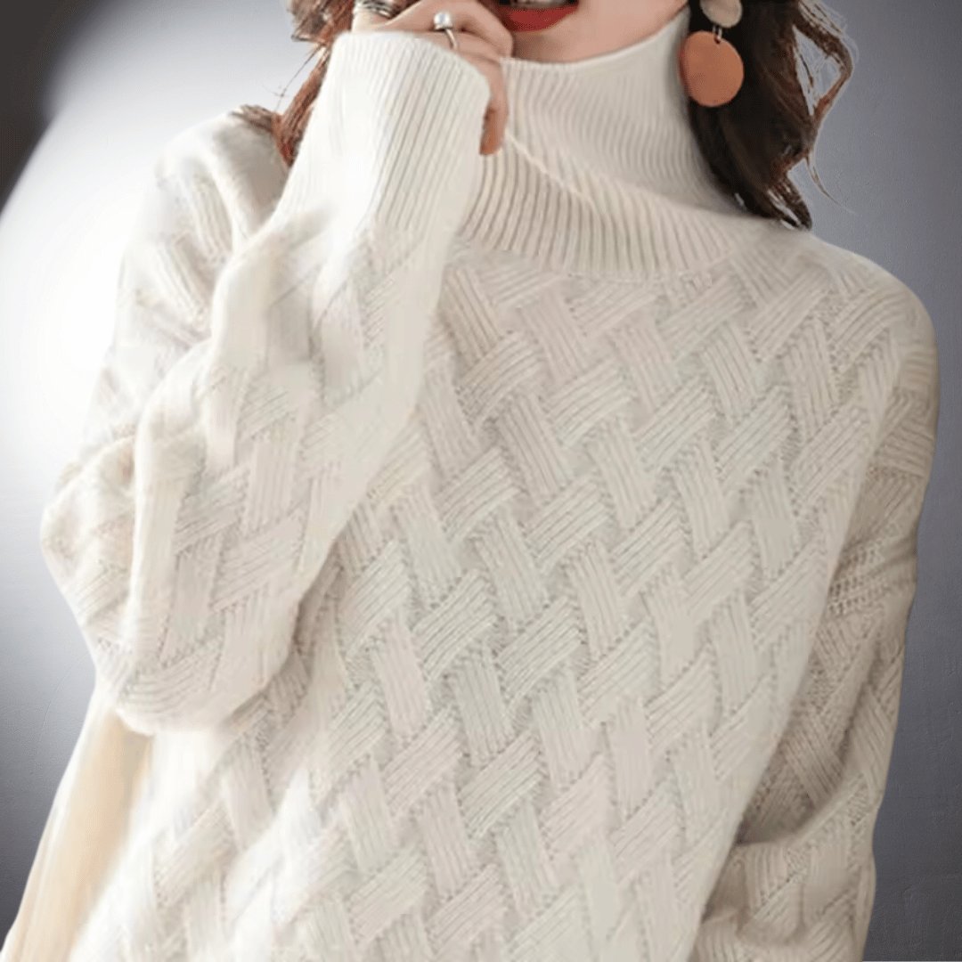 Women's Chunky Oversized Wool Roll Neck Jumper - Off white