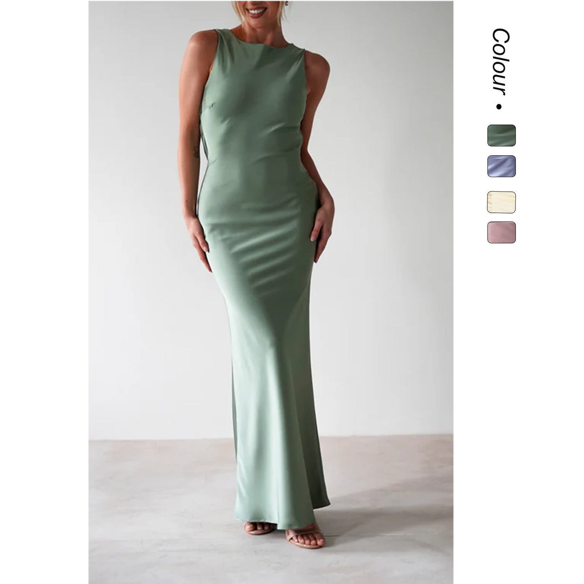 Women's Cocktail Satin Maxi Party Slip Dress