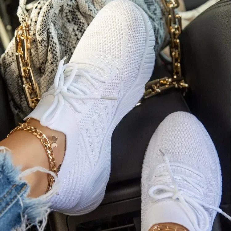 Women's Knit Slip-On Platform Trainers - White