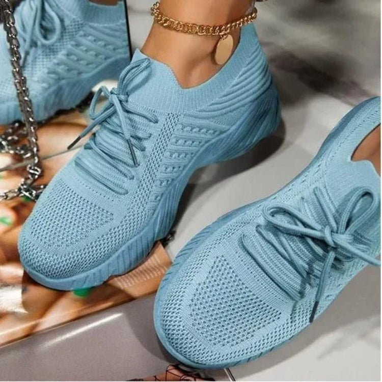 Women's Knit Slip-On Platform Trainers - Blue
