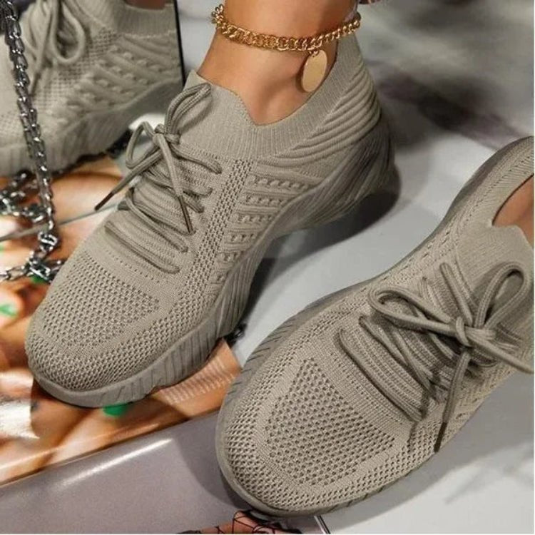 Women's Knit Slip-On Platform Trainers - Khaki