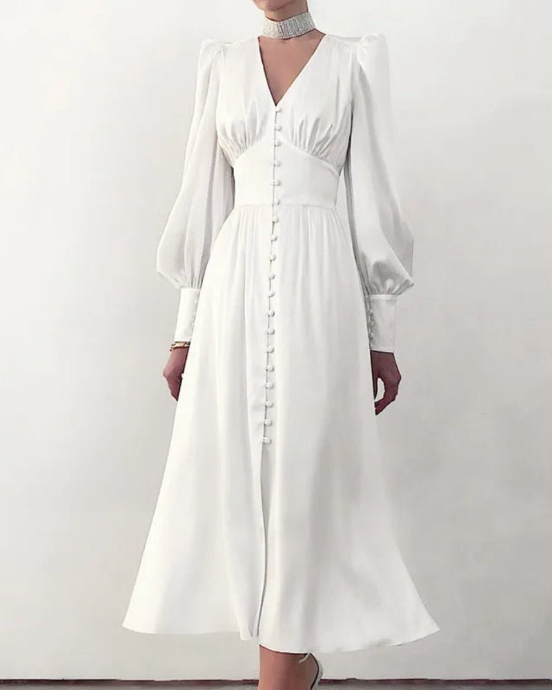 Women's Black Cocktail Satin Midi Party Dress - White