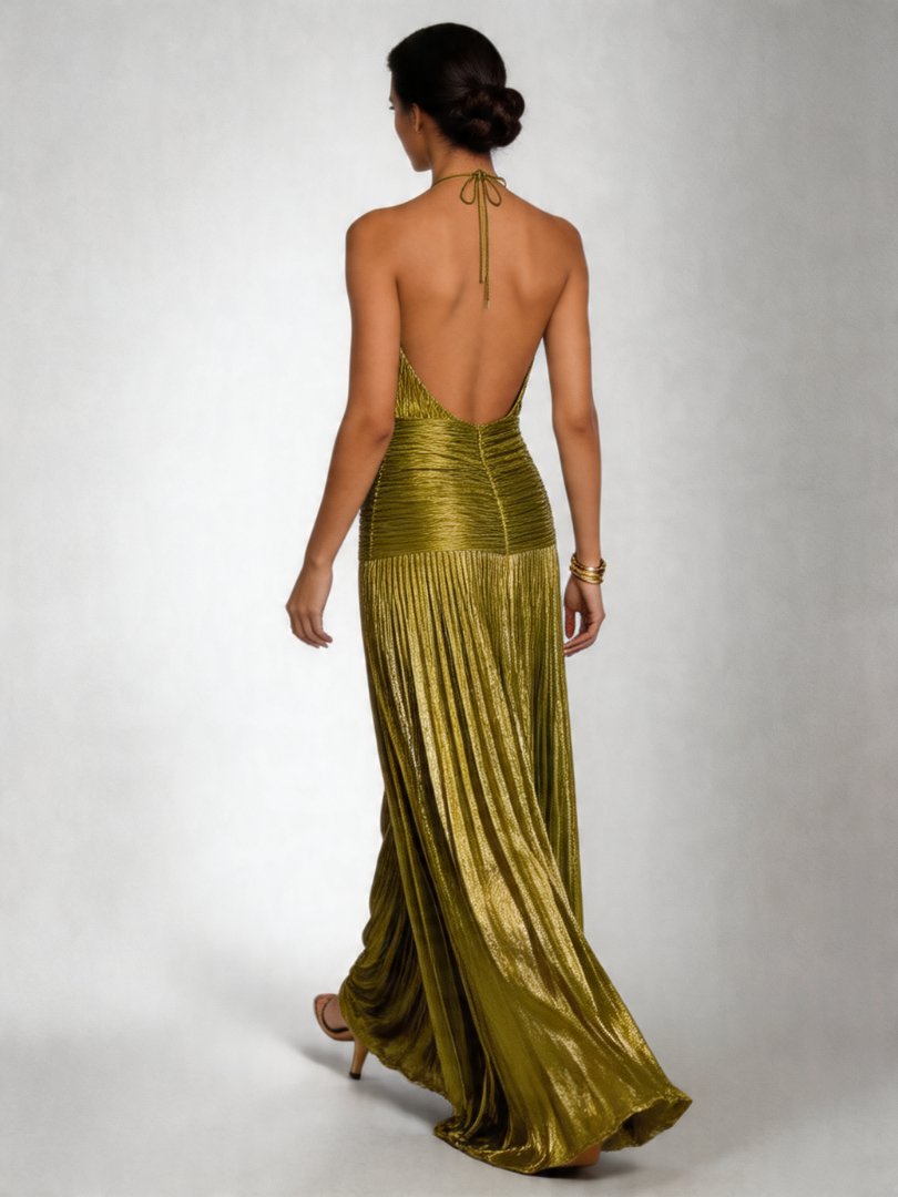 Women's Evening Sequin Halter Party Gown