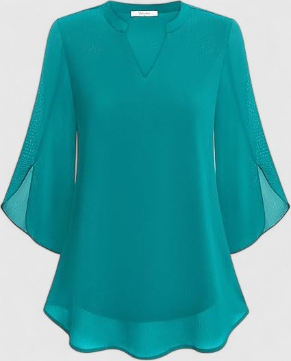 Women's Black V-Neck Chiffon Blouse