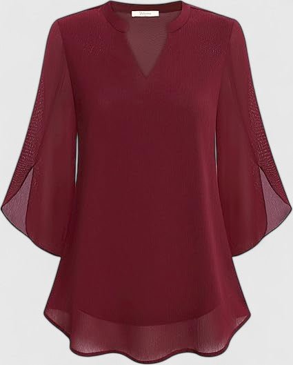 Women's Black V-Neck Chiffon Blouse