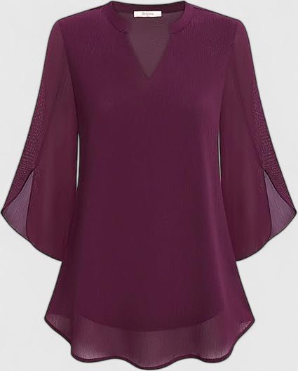 Women's Black V-Neck Chiffon Blouse