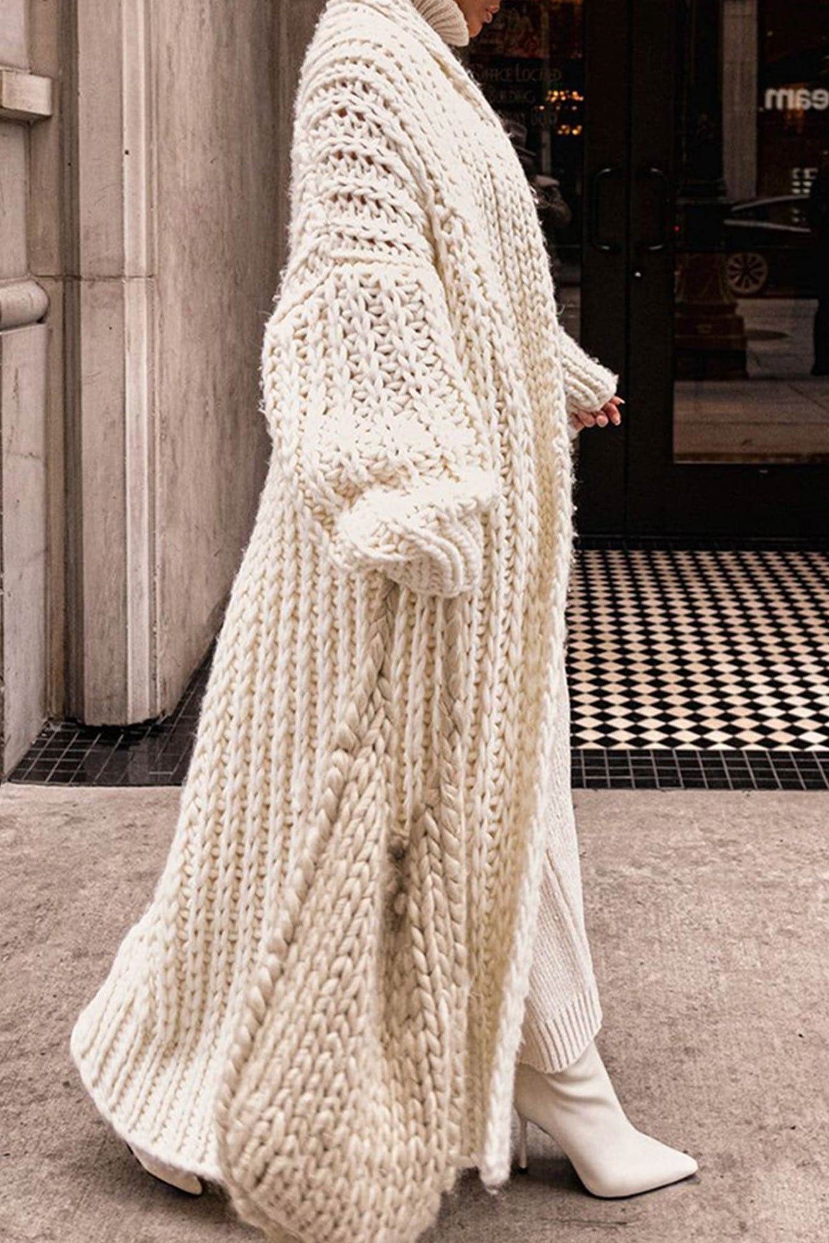 Women's Chunky Oversized Wool Maxi Cardigan
