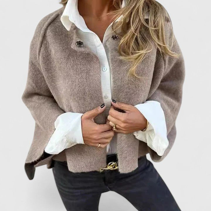 Women's Cropped Wool Jacket - Khaki