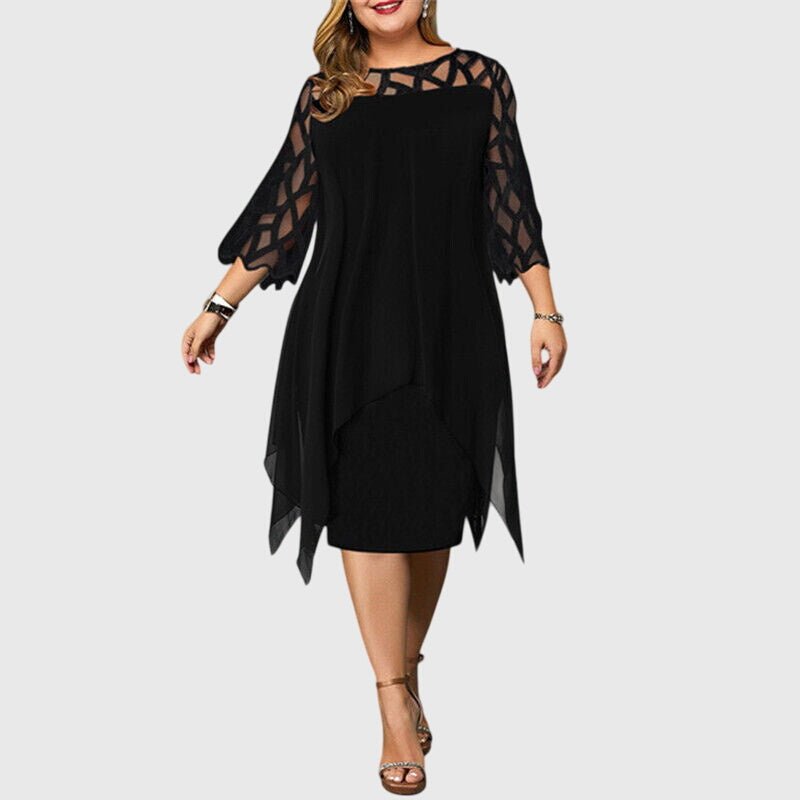 Women's Chiffon Cocktail One-Shoulder Party Dress - Black (Almost sold out)