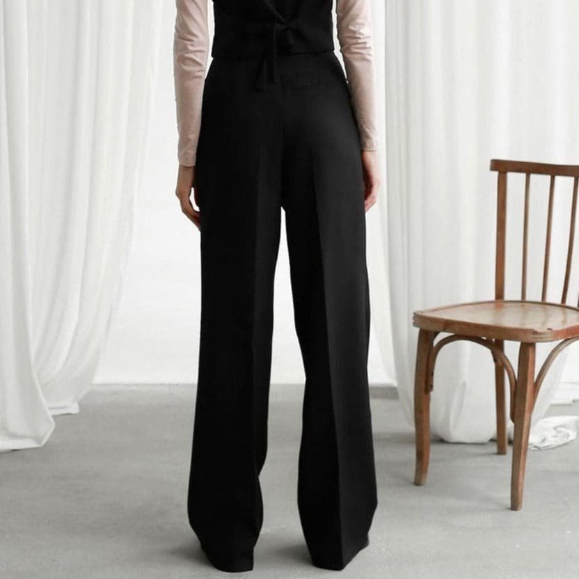 Women's High-Waisted Tailored Pleated Wide-Leg Trousers