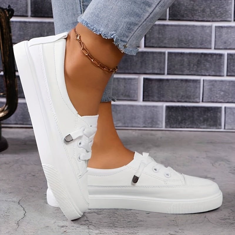 Women's Platform Slip-On Leather Trainers
