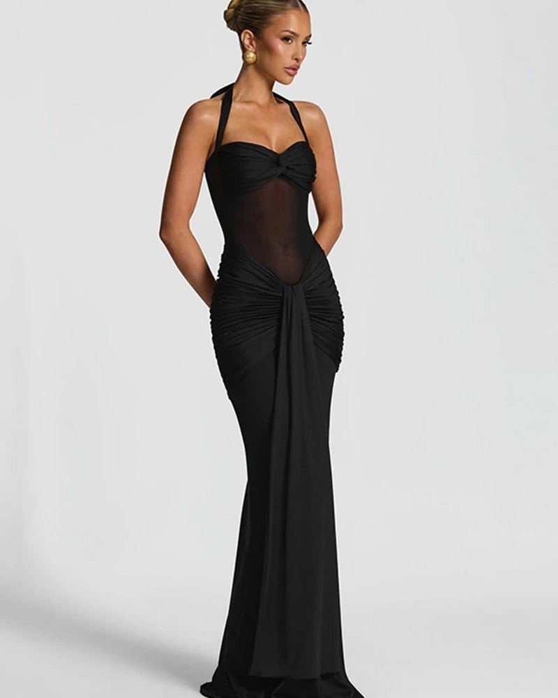 Women's Evening Halter Bodycon Maxi Party Gown
