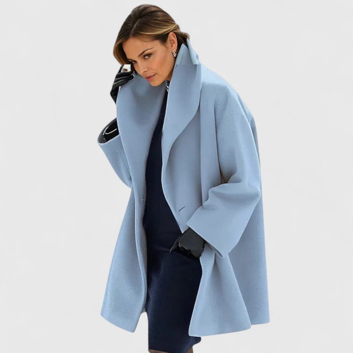 Women's Oversized Longline Wool Coat - Blue