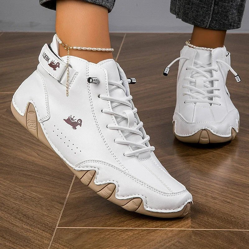 Women's Faux Leather Ankle Lace-Up Trainers