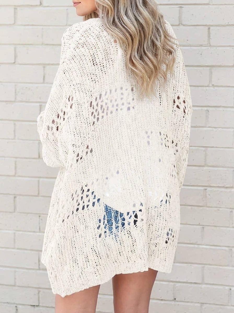 Women's Oversized Crochet Longline Cardigan