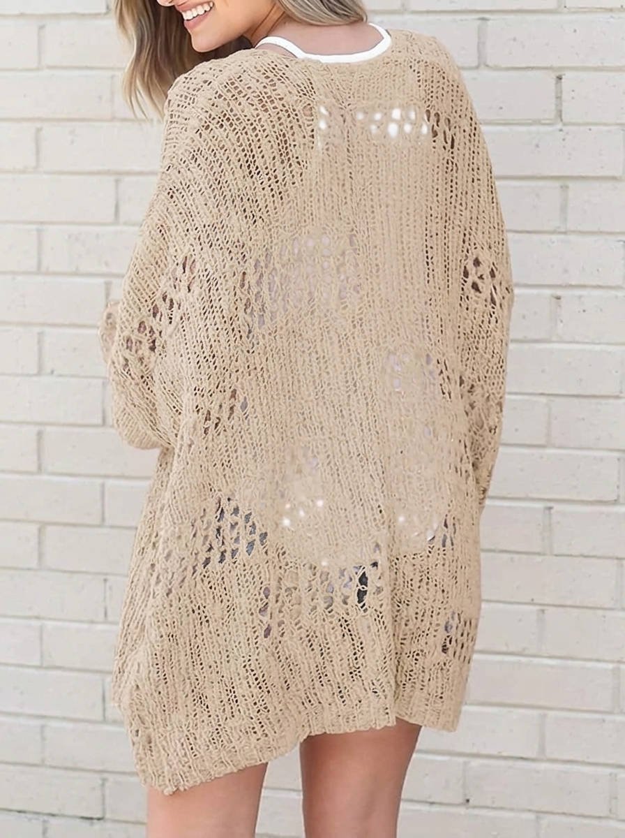 Women's Oversized Crochet Longline Cardigan