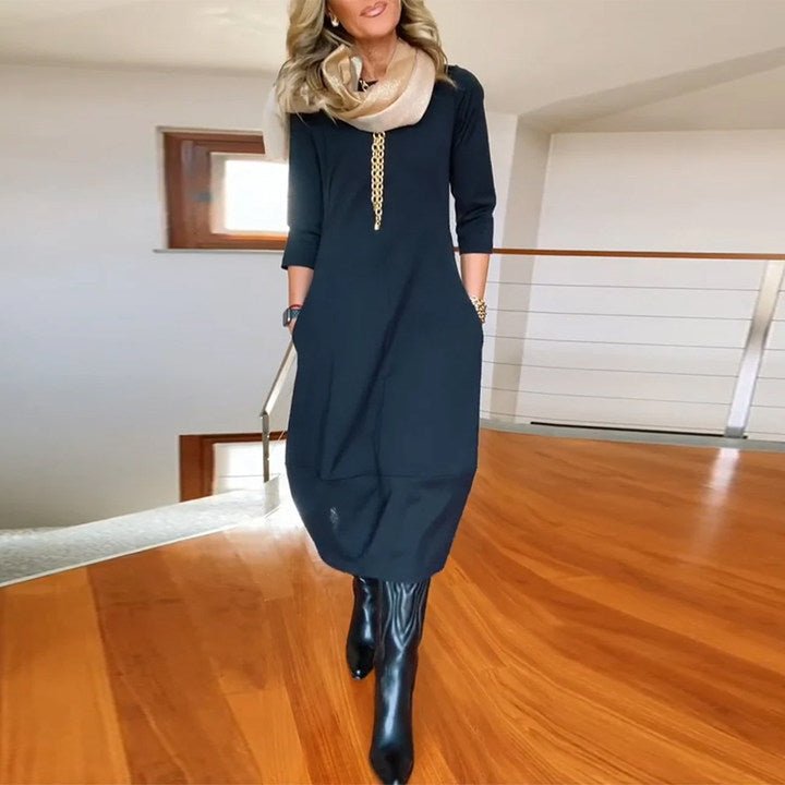 Women's Oversized Knit Midi Dress - Marine blue