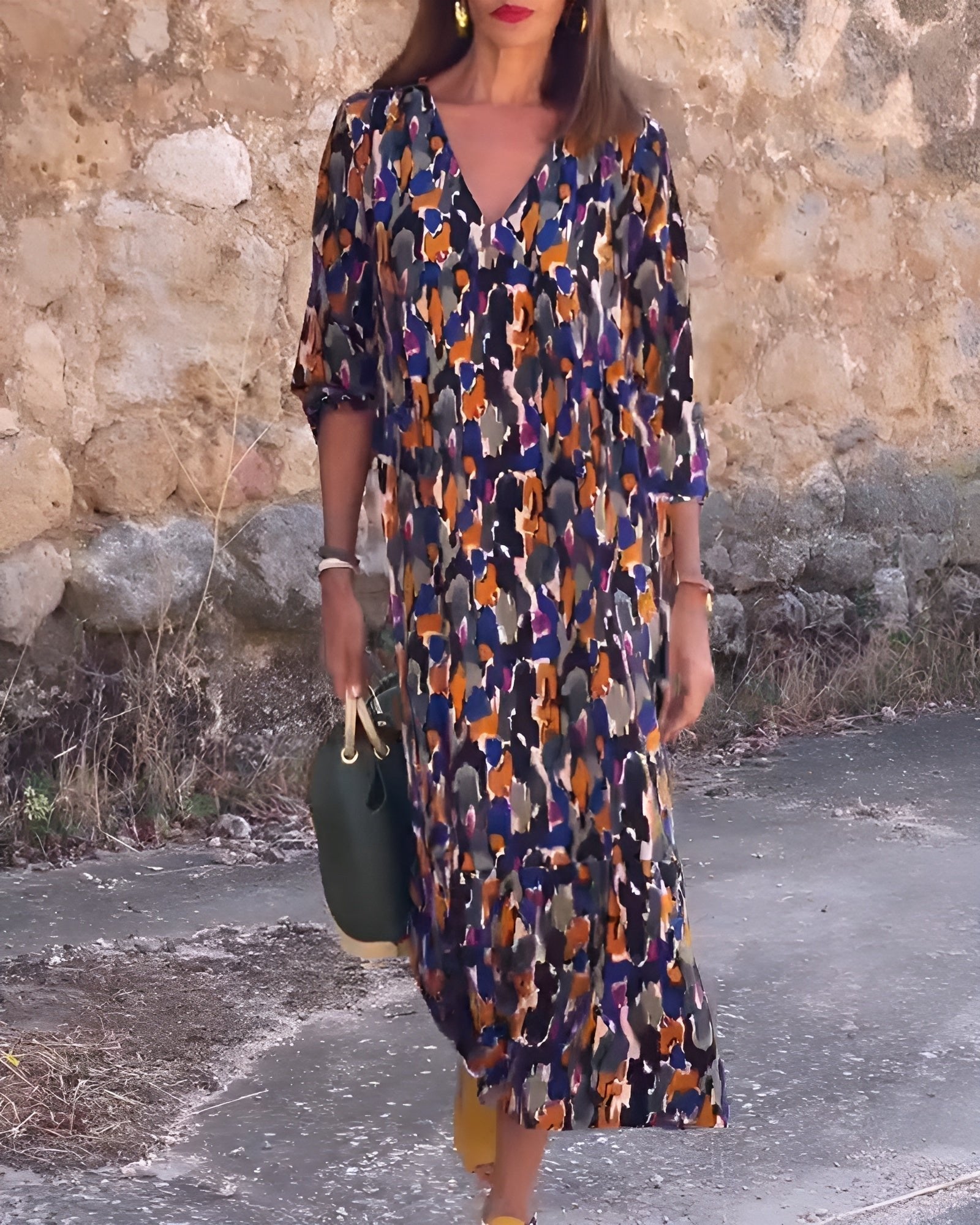 Women's V-Neck Midi Dress