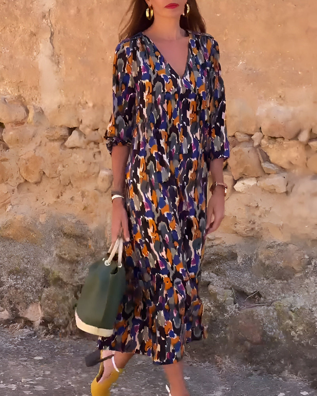 Women's V-Neck Midi Dress