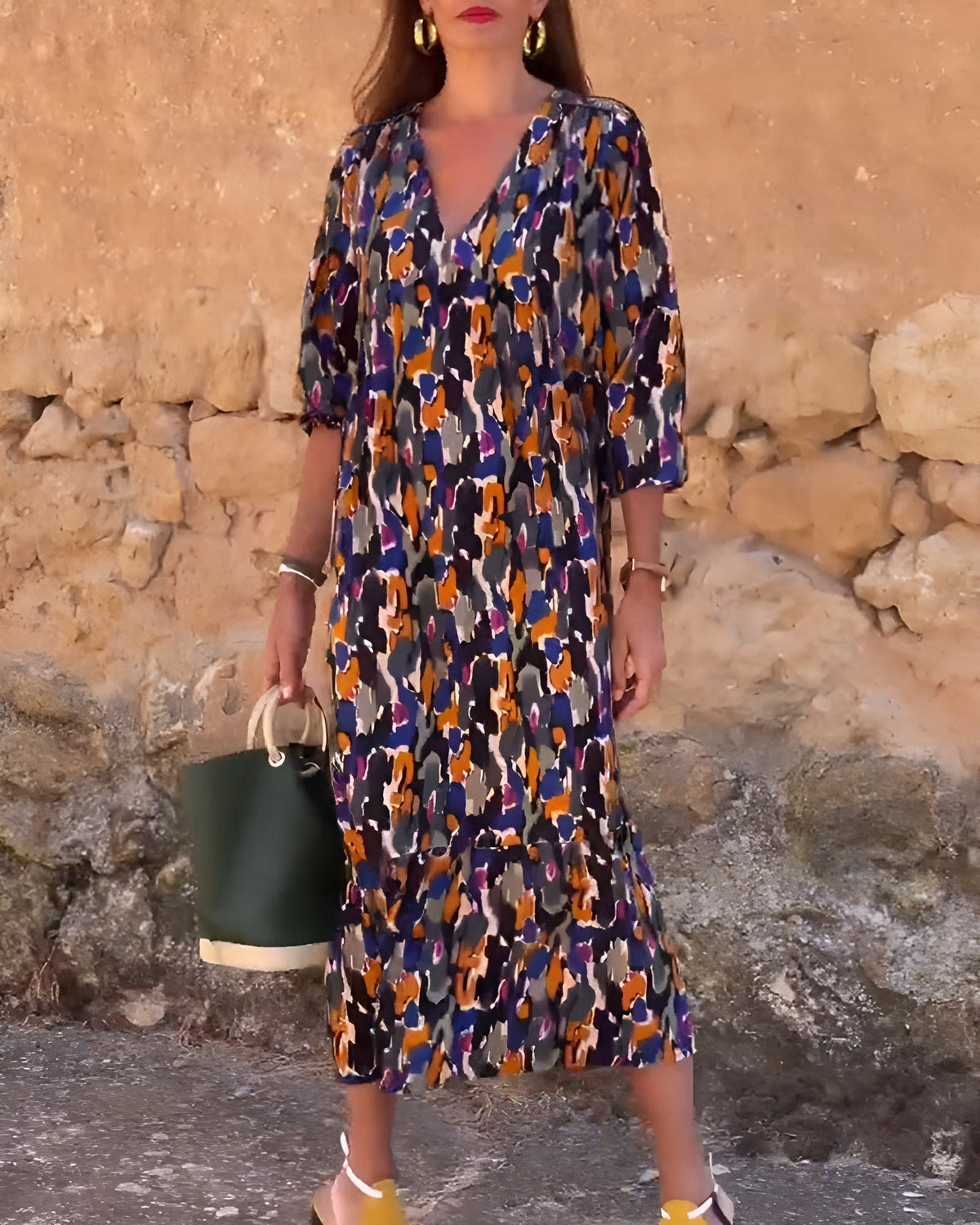 Women's V-Neck Midi Dress