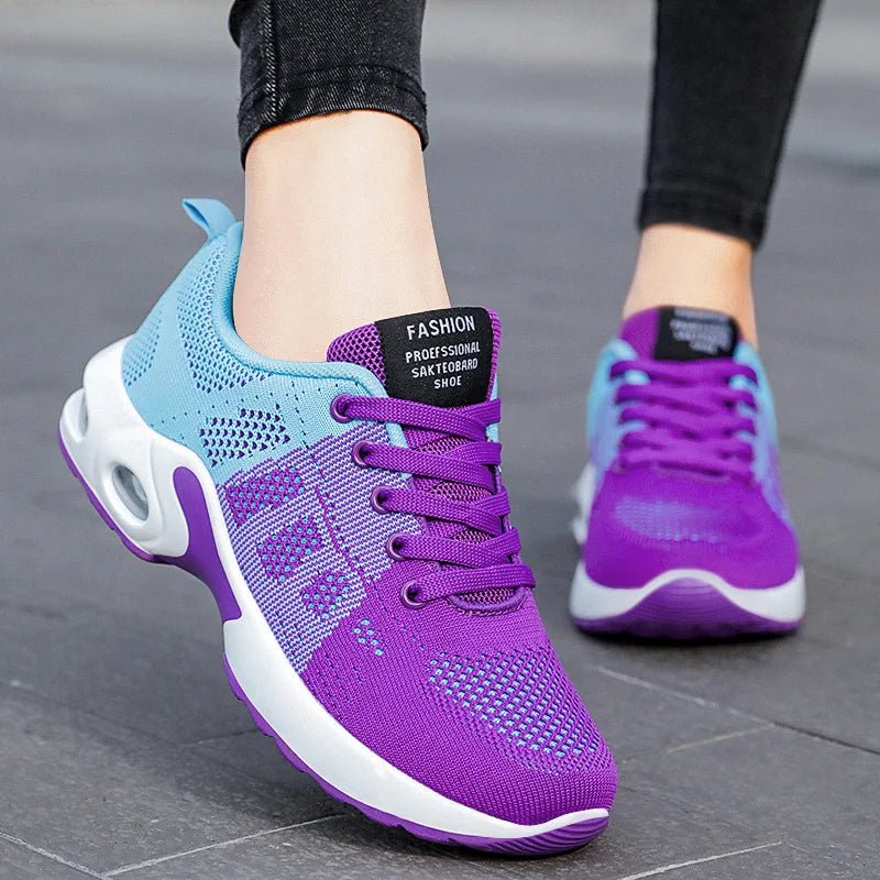 Women's Color-Block Knit Lace-Up Running Trainers