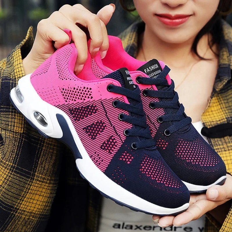 Women's Color-Block Knit Lace-Up Running Trainers
