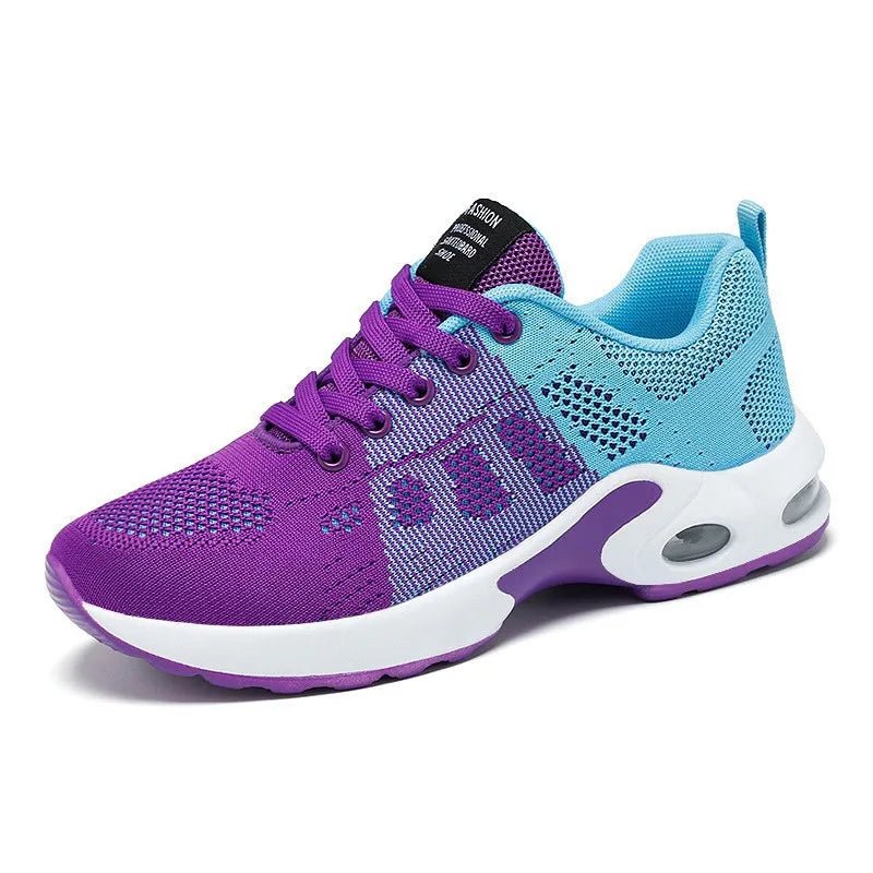 Women's Color-Block Knit Lace-Up Running Trainers - Purple