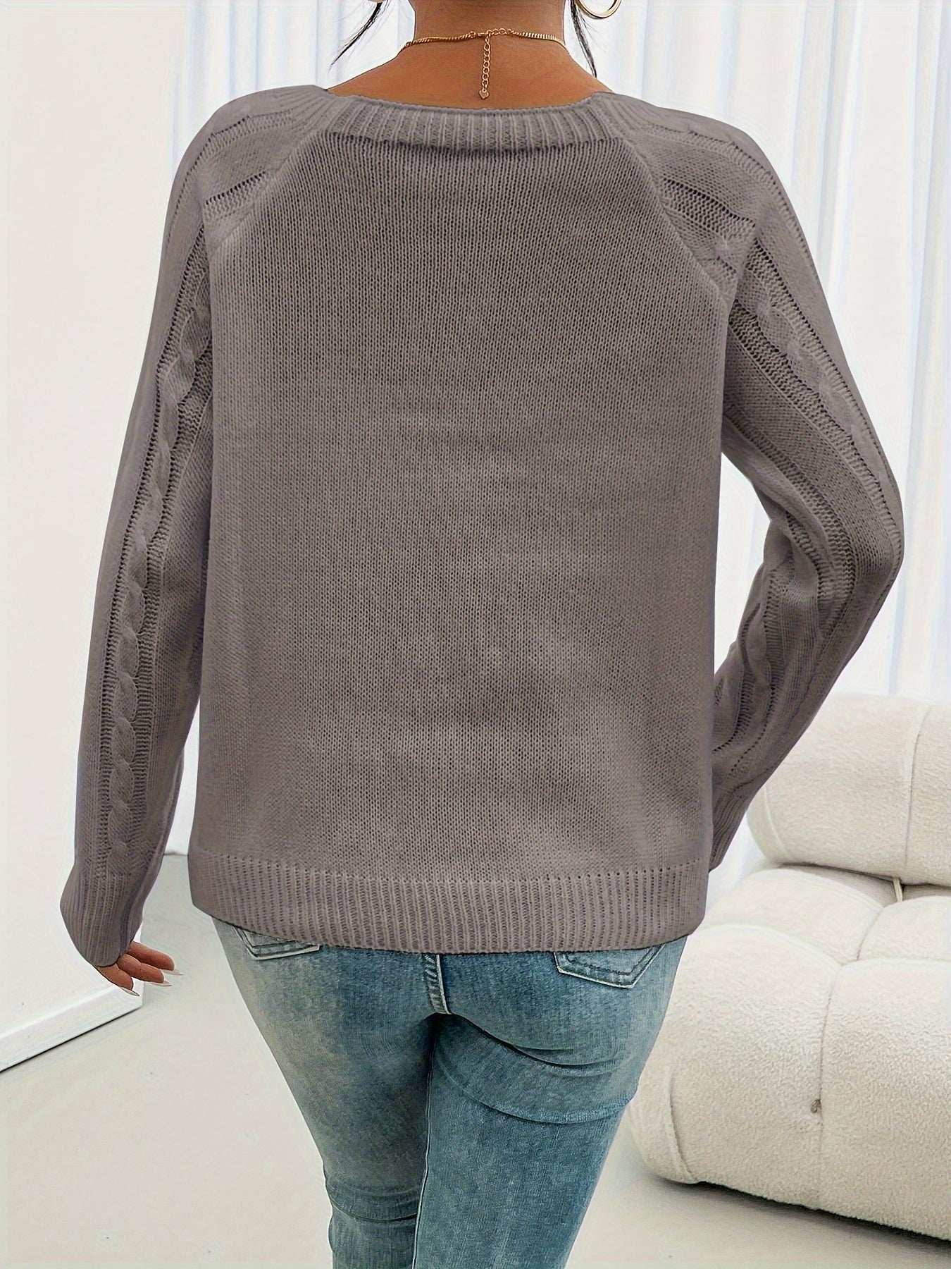 Women's Cable Knit Scoop-Neck Jumper