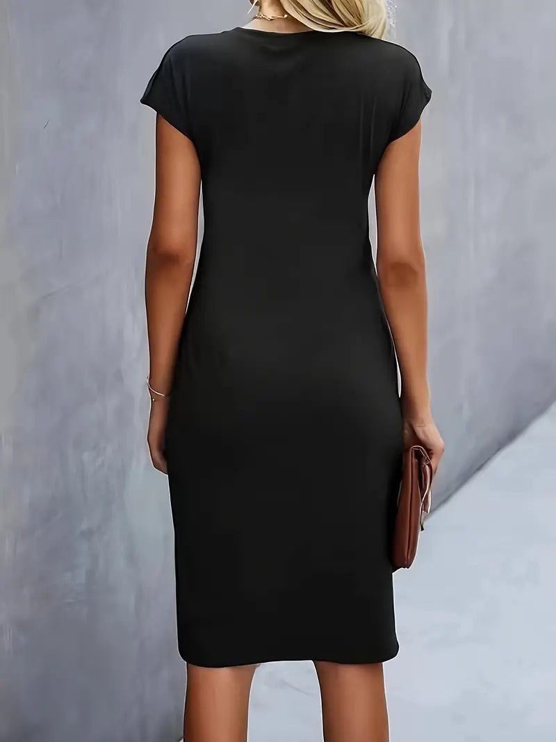Women's Black Bodycon Midi Party Dress