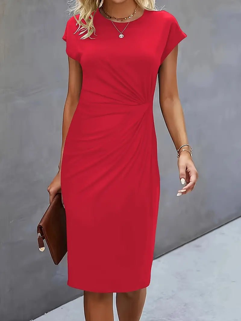 Women's Black Bodycon Midi Party Dress - Red
