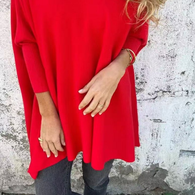 Women's Oversized Knit Ribbed V-Neck Jumper Dress