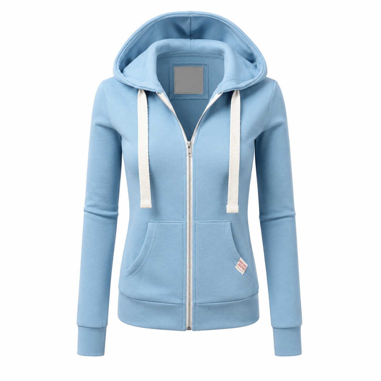 Women's Slim Zip-Up Hooded Jacket - Light Blue